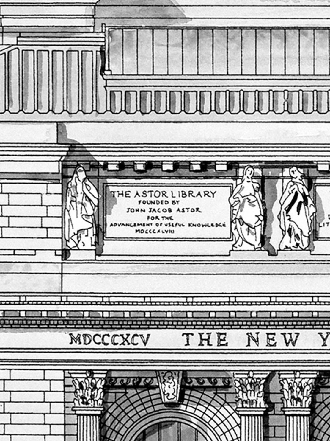 Drawing of the New York Public Library