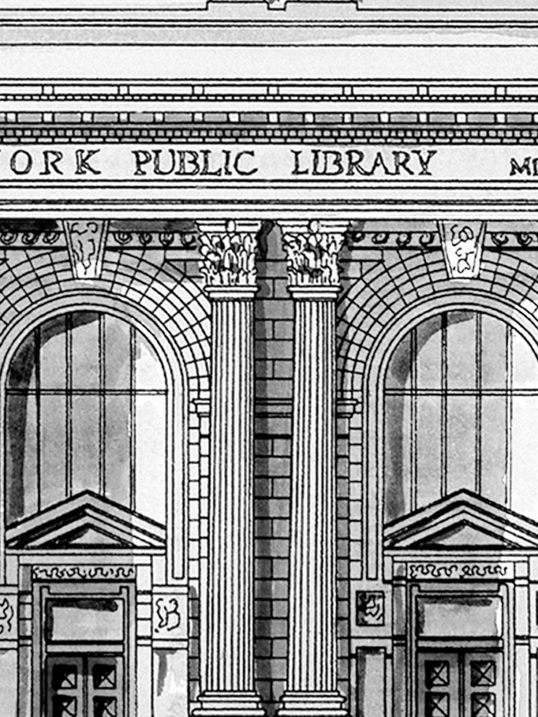 Drawing of the NYPL