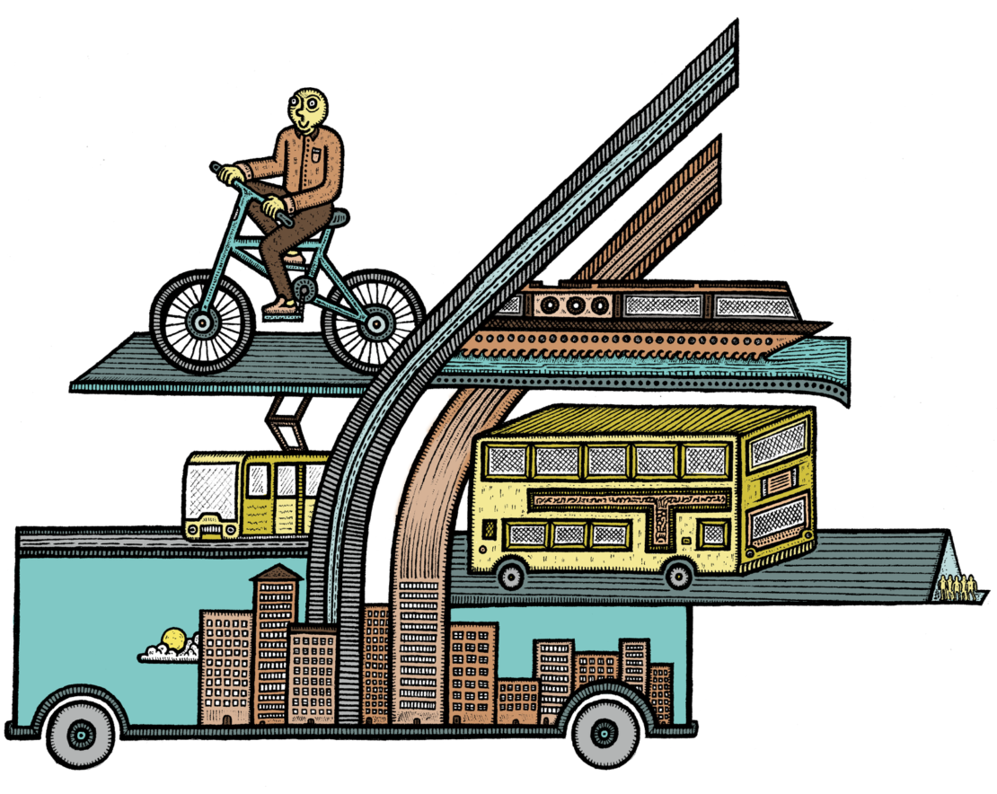 Bicycles, waterways, trams and busses