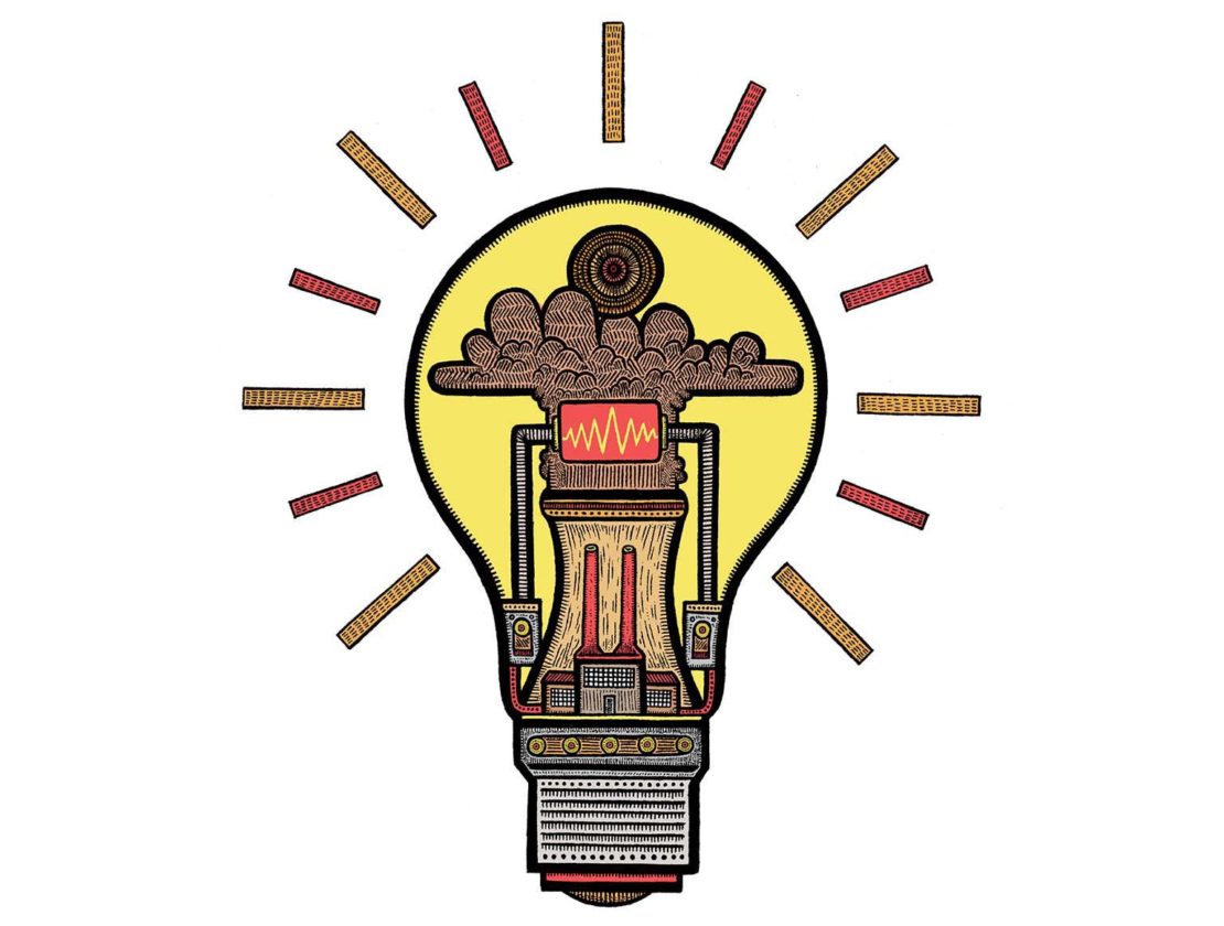 Lightbulb illustration, steam-powered