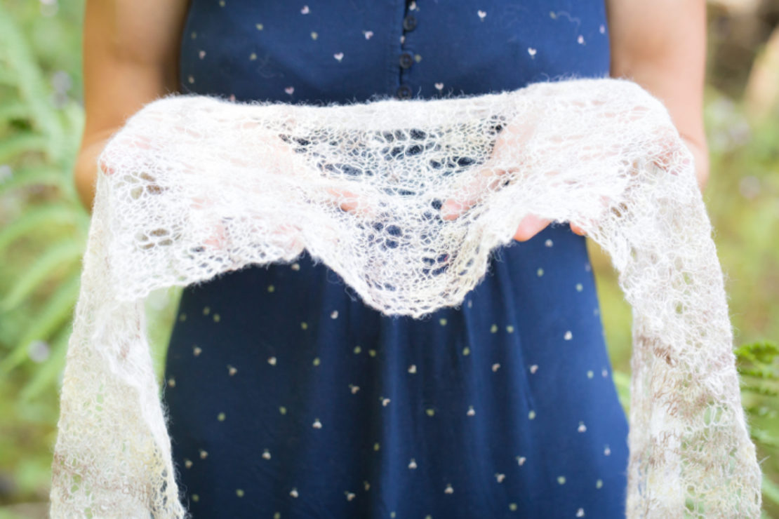 One of Jenny Robertson's cobweb scarfs for A'Nead Hand Knitwear