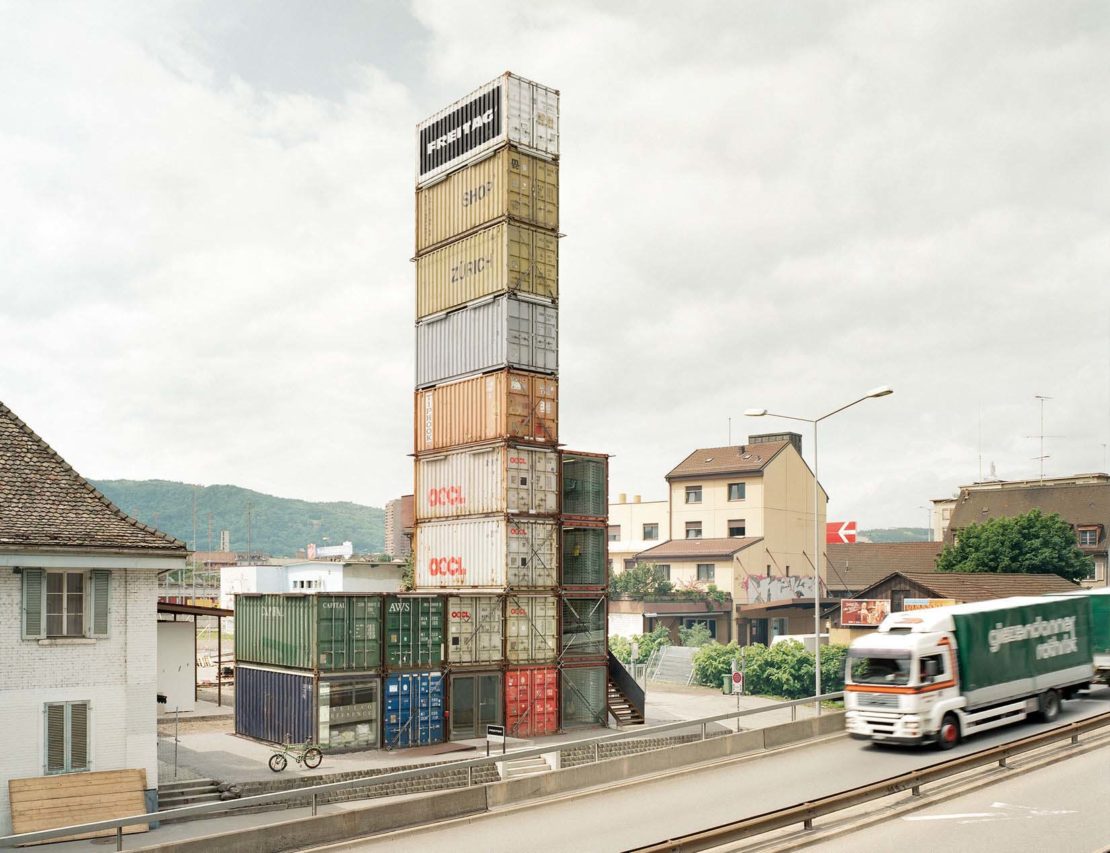 Freitag's flagship store, built from shipping containers