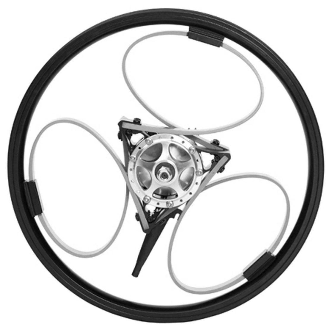 The Loopwheel's circular springs, in place of spokes, build suspension into the wheel itself